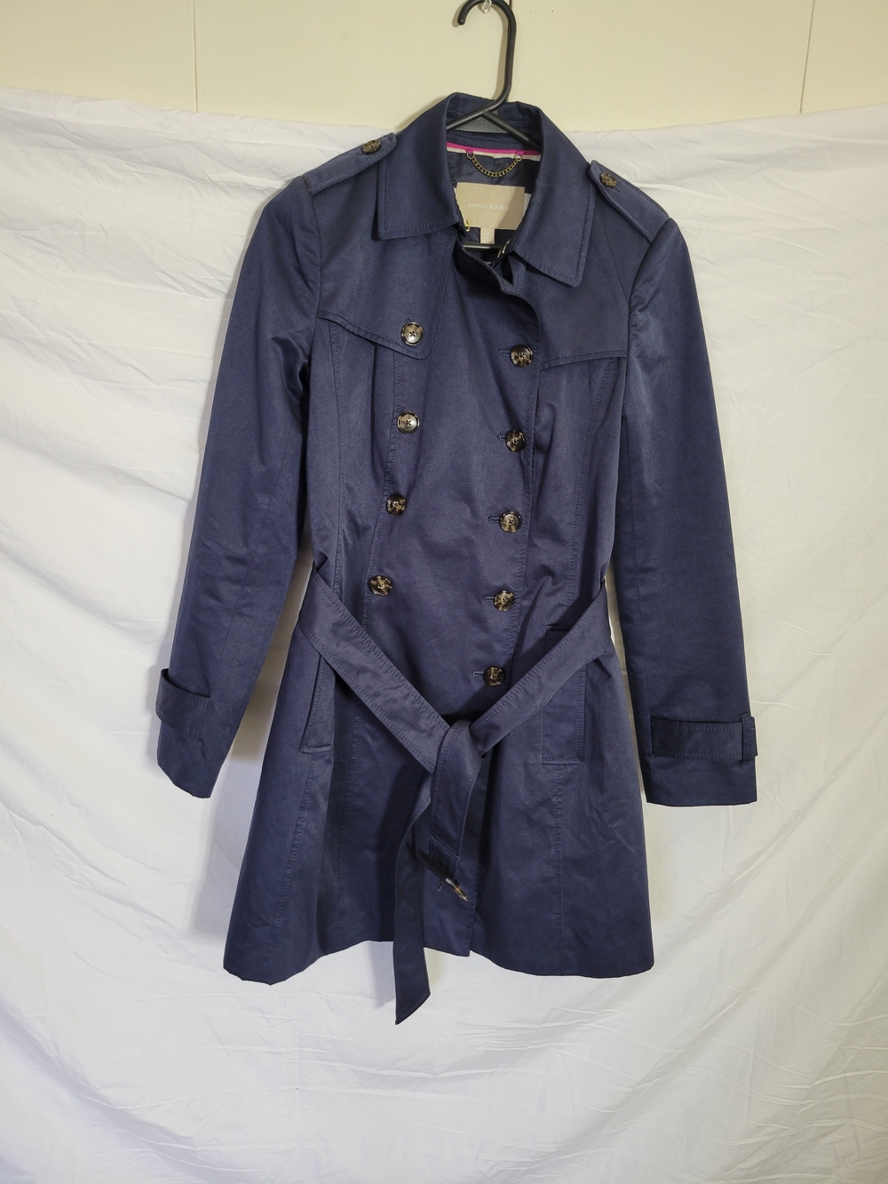 Banana Republic Navy Double-Breasted Trench Coat with Belt
